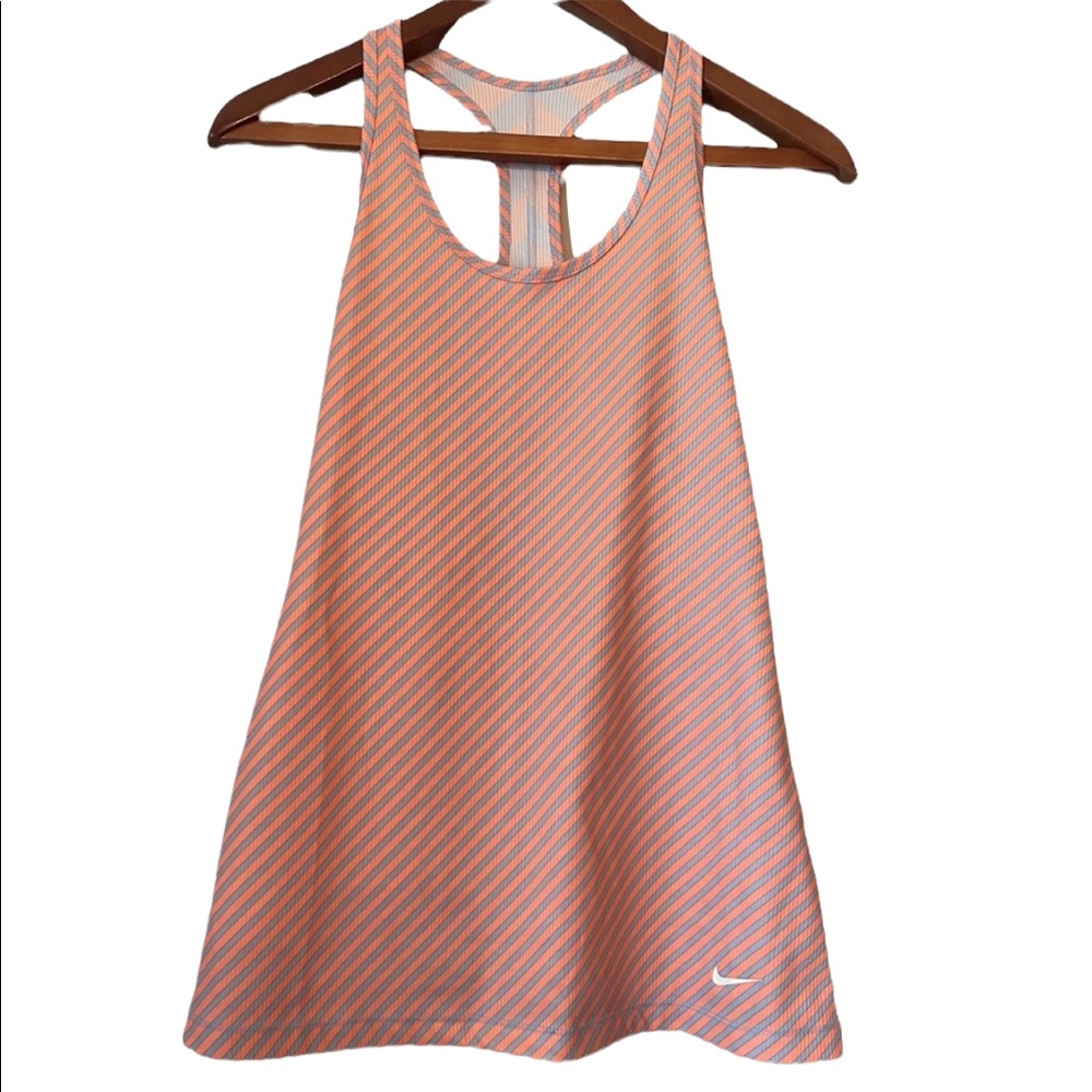 Nike Women’s Peach and Gray Striped Racerback Running Shirt
